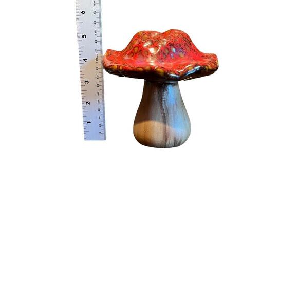 Ceramic Mushrooms Orange and Yellow-Brown set of 2 - Picture 3 of 4